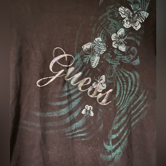 G by Guess Black V-Neck Butterfly Logo Print - Picture 4 of 4